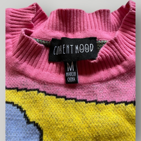 Current Mood Dolls Kill Oversized Psychedelic Fantasy Sweater Size M Cotton - Picture 4 of 8